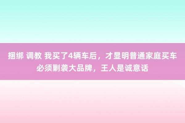 捆绑 调教 我买了4辆车后，才显明普通家庭买车必须剿袭大品牌，王人是诚意话